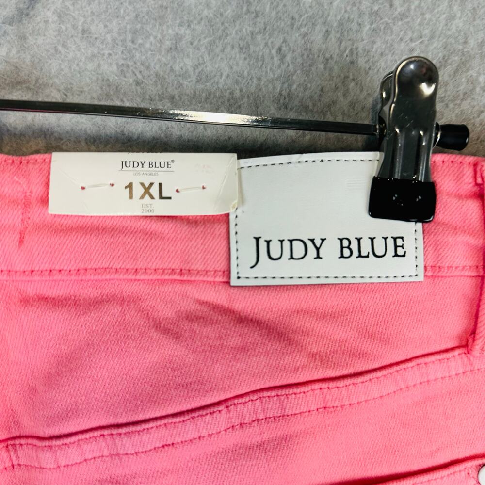 New Judy Blue Womans Sz 1XL Jean Denim Short High Rise Pink Stretch Pockets NWT - Picture 9 of 10